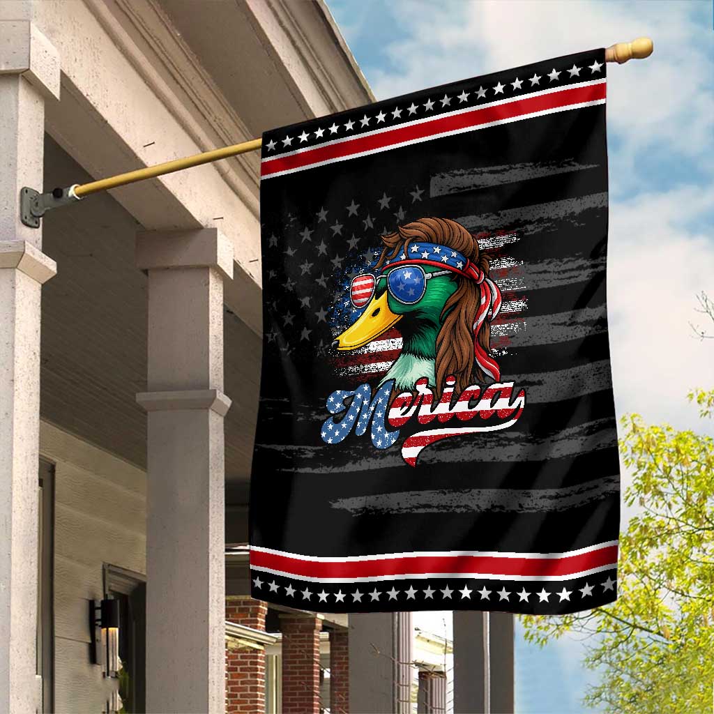 Funny Duck Merica Garden Flag 4th Of July American Flag Patriotic Hunting TS11 Distressed Black Red Print Your Wear