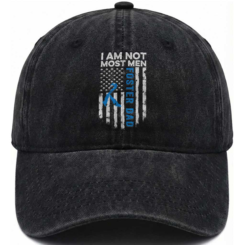 Funny Foster Parent Foster Dad Washed Cotton Baseball Cap I Am Not Most Men American Flag TS11 Print Your Wear