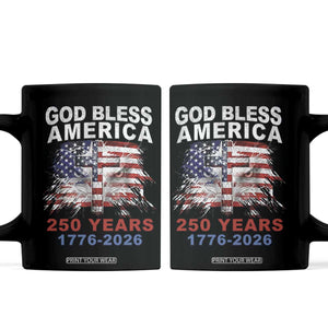 God Bless America 250 Years 1776 2026 Coffee Mug Christian Cross Eagle American Flag