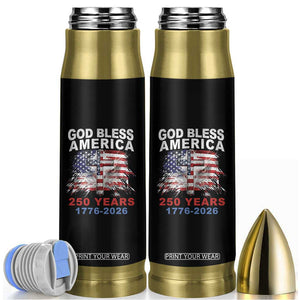 God Bless America 250 Years 1776 2026 Bullet Tumbler Christian Cross Eagle American Flag