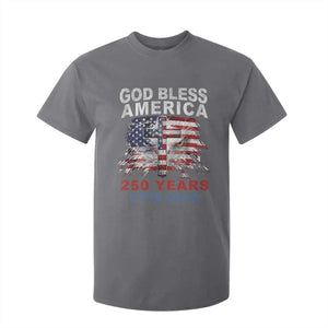 God Bless America 250 Years 1776 2026 T Shirt For Kid Christian Cross Eagle American Flag
