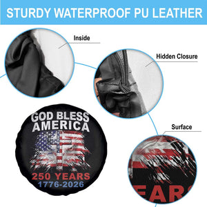God Bless America 250 Years 1776 2026 Spare Tire Cover Christian Cross Eagle American Flag