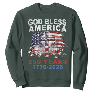 God Bless America 250 Years 1776 2026 Sweatshirt Christian Cross Eagle American Flag