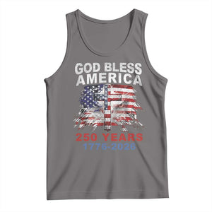 God Bless America 250 Years 1776 2026 Tank Top Christian Cross Eagle American Flag