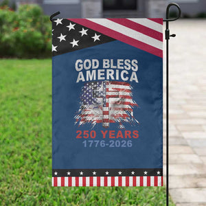 God Bless America 250 Years 1776 2026 Patriotic Garden Flag Christian Cross Eagle American Flag