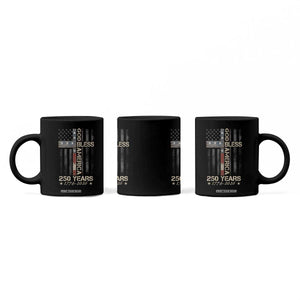 God Bless America 250 Years 1776 2026 Coffee Mug Christian Cross American Flag