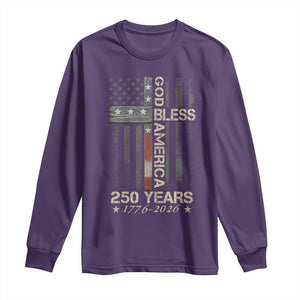 God Bless America 250 Years 1776 2026 Long Sleeve Shirt Christian Cross American Flag