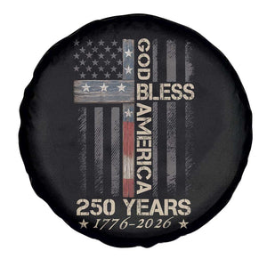 God Bless America 250 Years 1776 2026 Spare Tire Cover Christian Cross American Flag