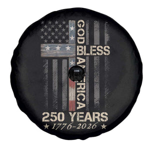 God Bless America 250 Years 1776 2026 Spare Tire Cover Christian Cross American Flag
