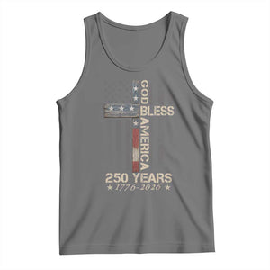 God Bless America 250 Years 1776 2026 Tank Top Christian Cross American Flag