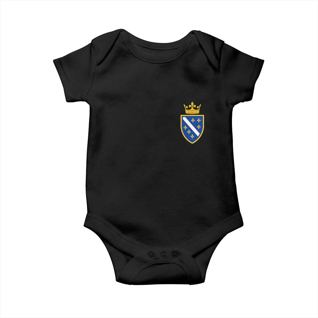 Bosnia and Herzegovina Flag Emblem with Crown Baby Onesie TS11 Black Print Your Wear