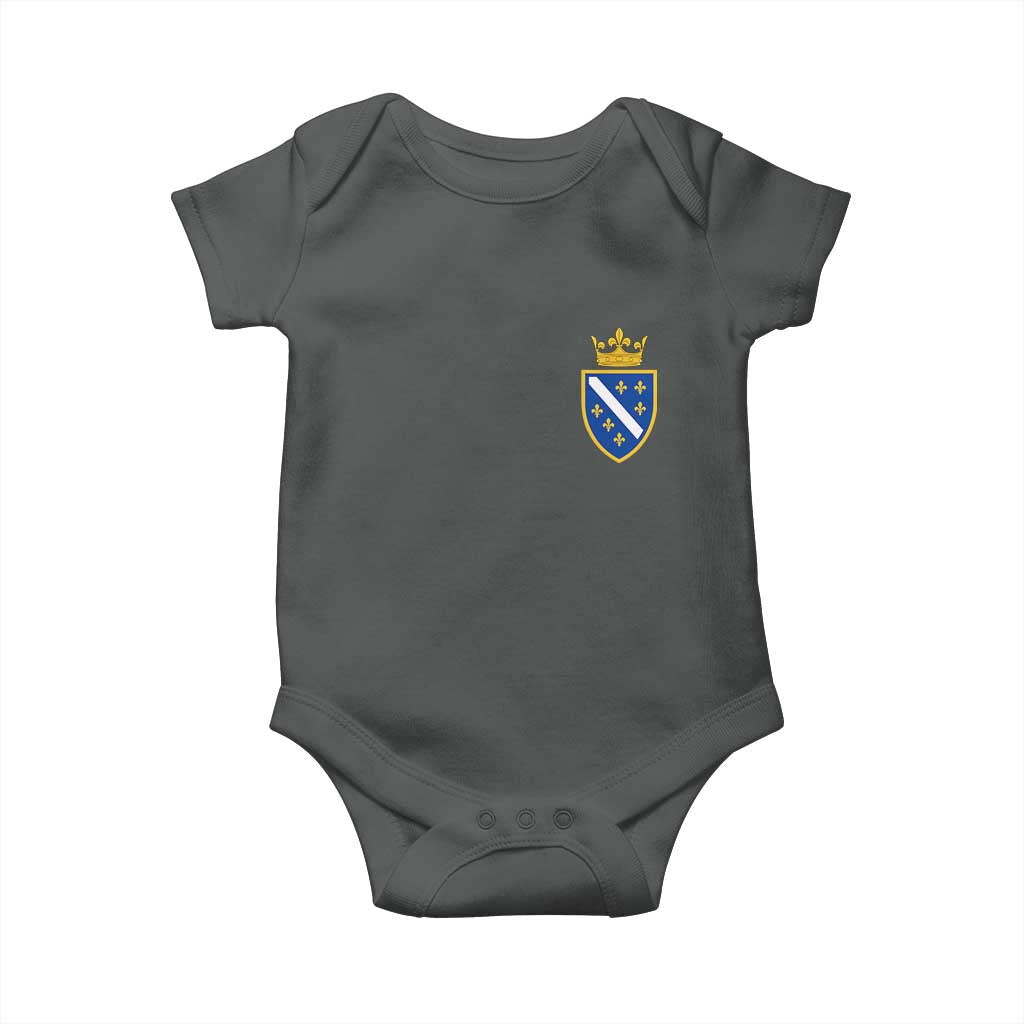 Bosnia and Herzegovina Flag Emblem with Crown Baby Onesie TS11 Dark Heather Print Your Wear