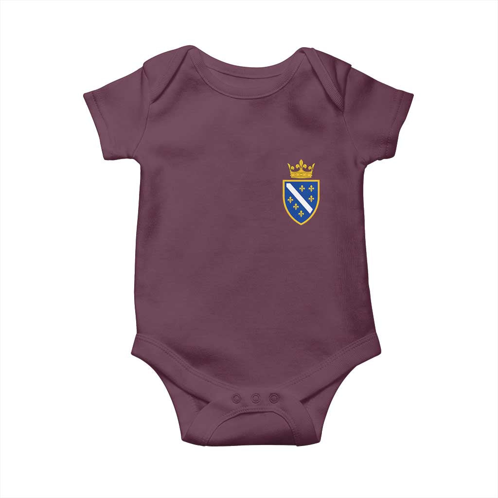 Bosnia and Herzegovina Flag Emblem with Crown Baby Onesie TS11 Maroon Print Your Wear