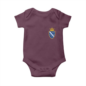 Bosnia and Herzegovina Flag Emblem with Crown Baby Onesie TS11 Maroon Print Your Wear