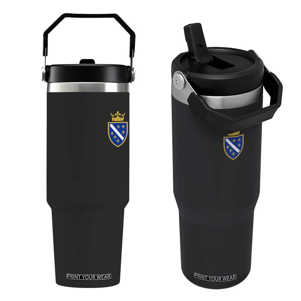Bosnia and Herzegovina Flag Emblem with Crown Flip Straw Tumbler