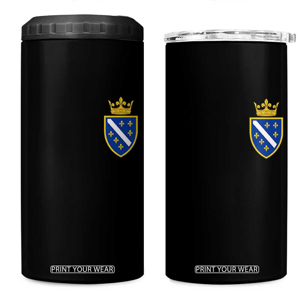 Bosnia and Herzegovina Flag Emblem with Crown 4 in 1 Can Cooler Tumbler