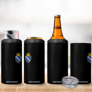 Bosnia and Herzegovina Flag Emblem with Crown 4 in 1 Can Cooler Tumbler