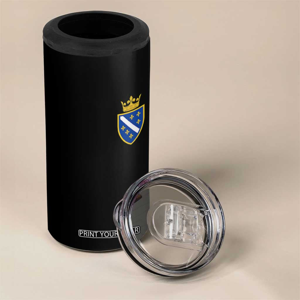 Bosnia and Herzegovina Flag Emblem with Crown 4 in 1 Can Cooler Tumbler