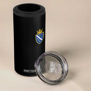 Bosnia and Herzegovina Flag Emblem with Crown 4 in 1 Can Cooler Tumbler