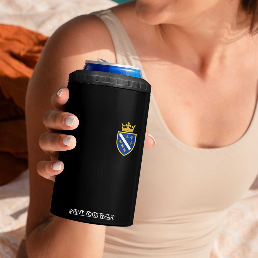 Bosnia and Herzegovina Flag Emblem with Crown 4 in 1 Can Cooler Tumbler