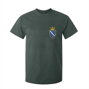Bosnia and Herzegovina Flag Emblem with Crown T Shirt For Kid TS11 Dark Forest Green Print Your Wear