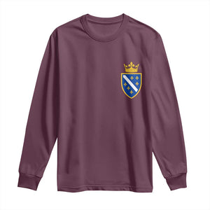 Bosnia and Herzegovina Flag Emblem with Crown Long Sleeve Shirt