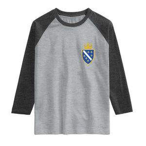 Bosnia and Herzegovina Flag Emblem with Crown Raglan Shirt