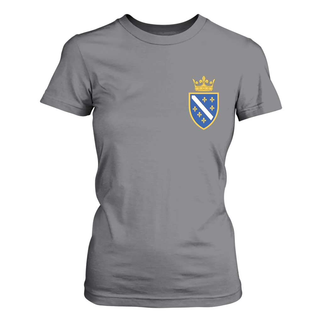 Bosnia and Herzegovina Flag Emblem with Crown T Shirt For Women TS11 Charcoal Print Your Wear