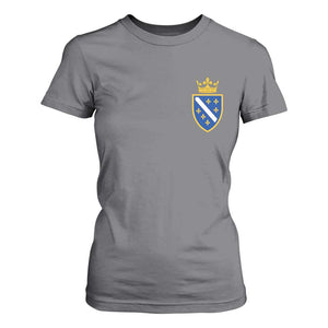 Bosnia and Herzegovina Flag Emblem with Crown T Shirt For Women TS11 Charcoal Print Your Wear