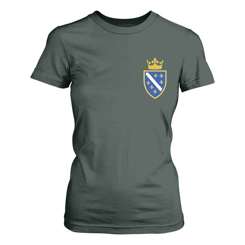 Bosnia and Herzegovina Flag Emblem with Crown T Shirt For Women TS11 Dark Forest Green Print Your Wear