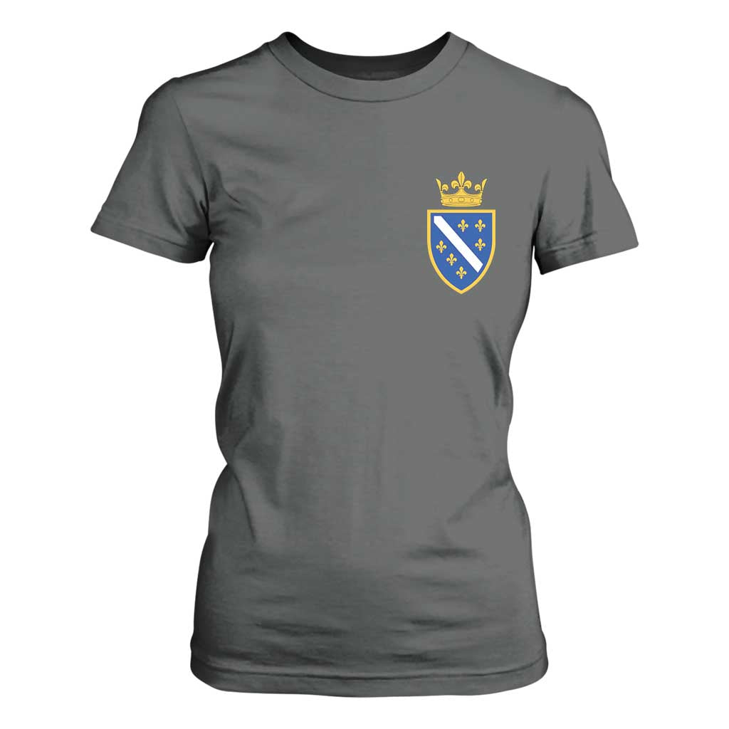 Bosnia and Herzegovina Flag Emblem with Crown T Shirt For Women TS11 Dark Heather Print Your Wear