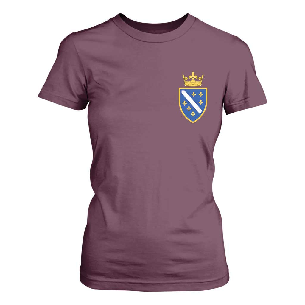 Bosnia and Herzegovina Flag Emblem with Crown T Shirt For Women TS11 Maroon Print Your Wear