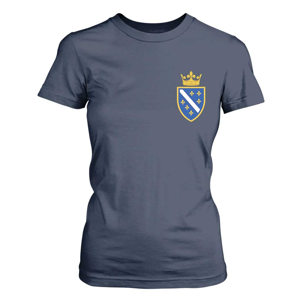 Bosnia and Herzegovina Flag Emblem with Crown T Shirt For Women TS11 Navy Print Your Wear