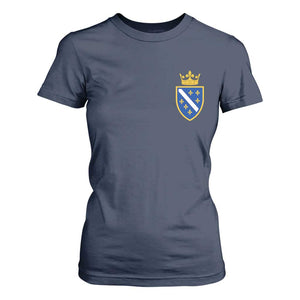 Bosnia and Herzegovina Flag Emblem with Crown T Shirt For Women TS11 Navy Print Your Wear