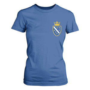 Bosnia and Herzegovina Flag Emblem with Crown T Shirt For Women TS11 Royal Blue Print Your Wear