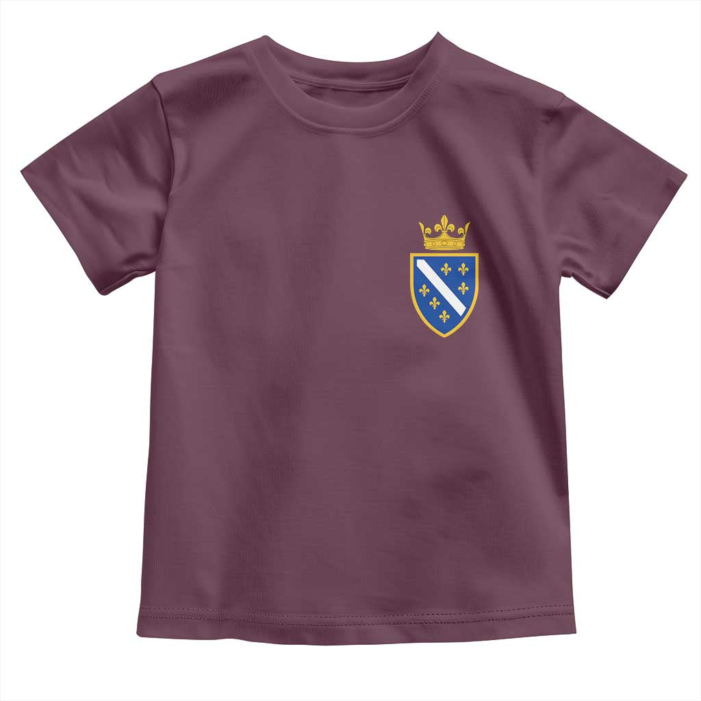 Bosnia and Herzegovina Flag Emblem with Crown Toddler T Shirt TS11 Maroon Print Your Wear