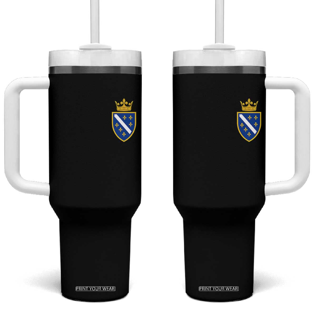 Bosnia and Herzegovina Flag Emblem with Crown Tumbler With Handle TS11 One Size: 40 oz Black Print Your Wear