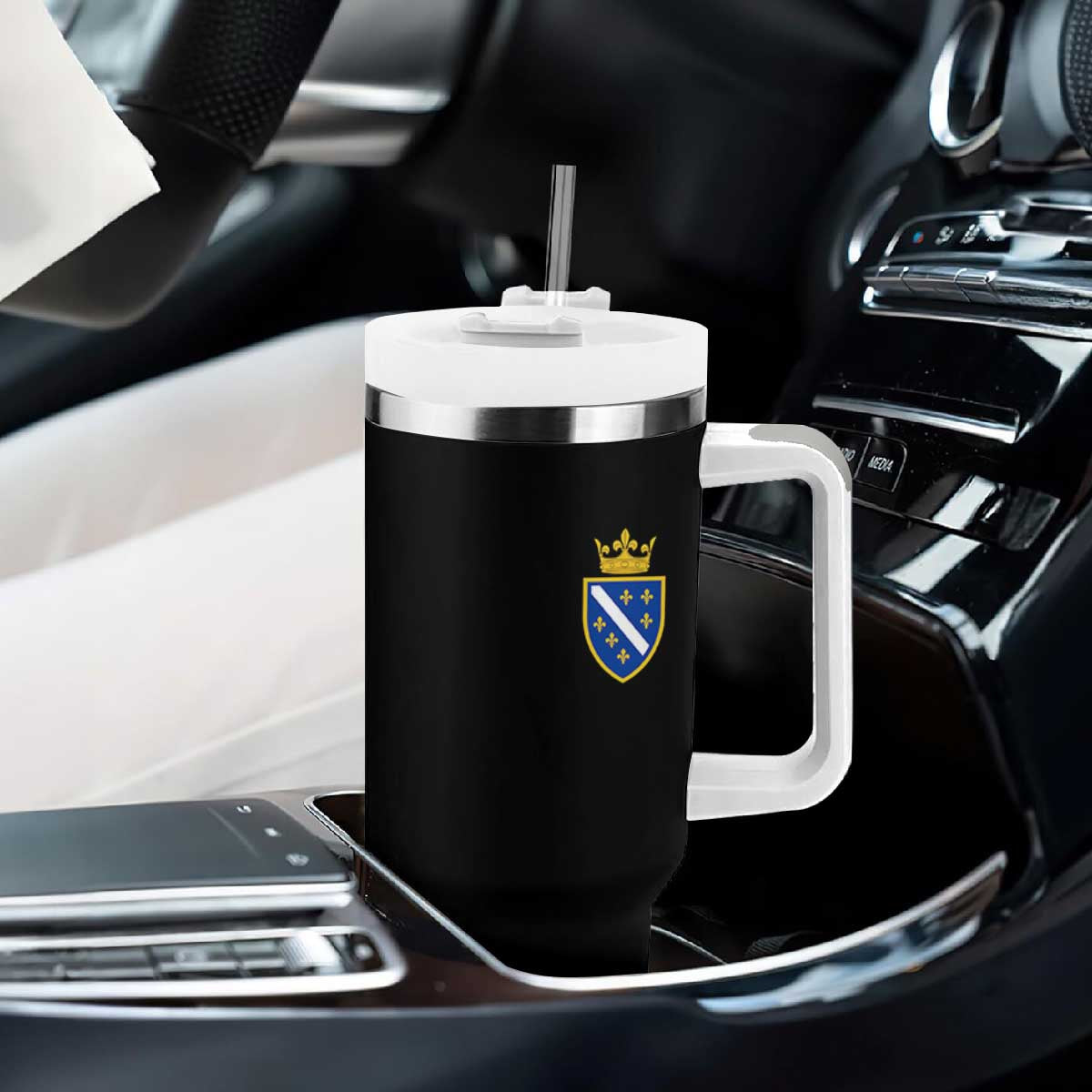 Bosnia and Herzegovina Flag Emblem with Crown Tumbler With Handle