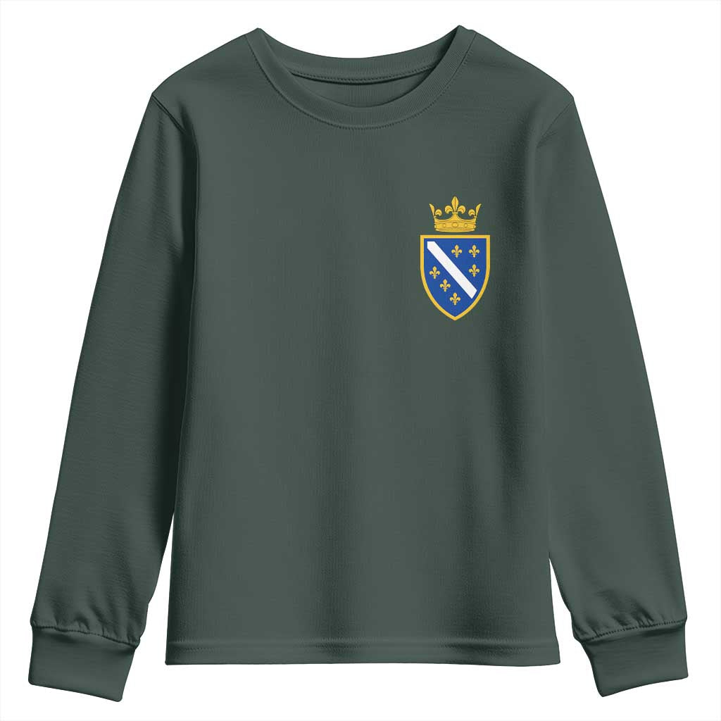Bosnia and Herzegovina Flag Emblem with Crown Youth Sweatshirt