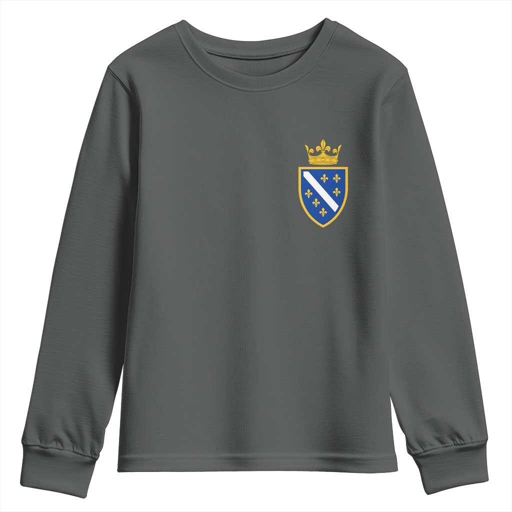 Bosnia and Herzegovina Flag Emblem with Crown Youth Sweatshirt