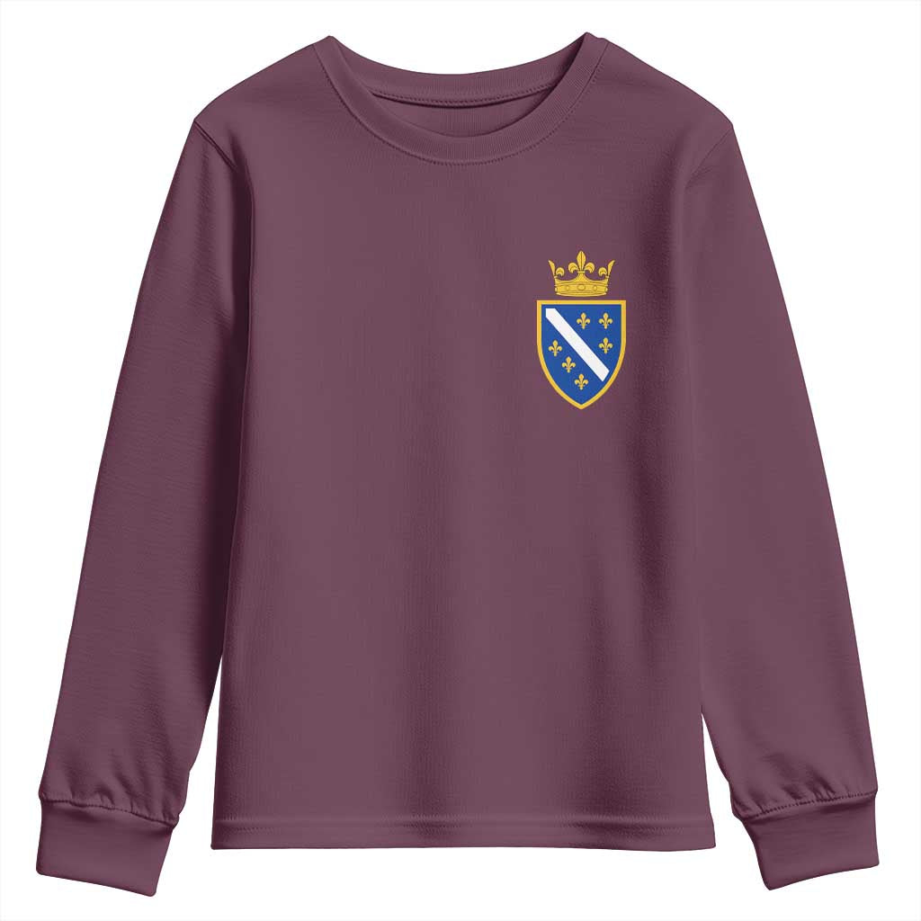 Bosnia and Herzegovina Flag Emblem with Crown Youth Sweatshirt