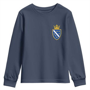 Bosnia and Herzegovina Flag Emblem with Crown Youth Sweatshirt