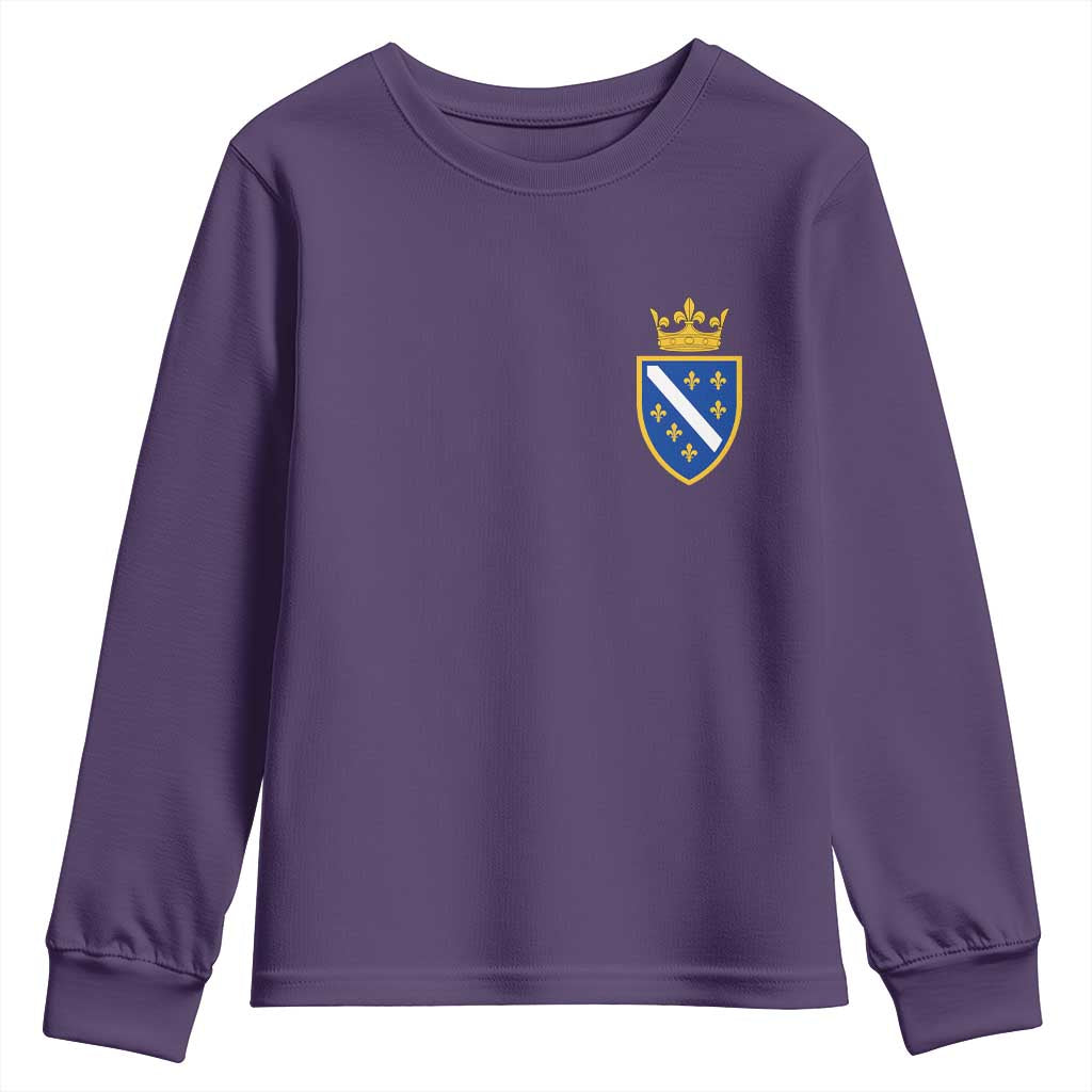 Bosnia and Herzegovina Flag Emblem with Crown Youth Sweatshirt