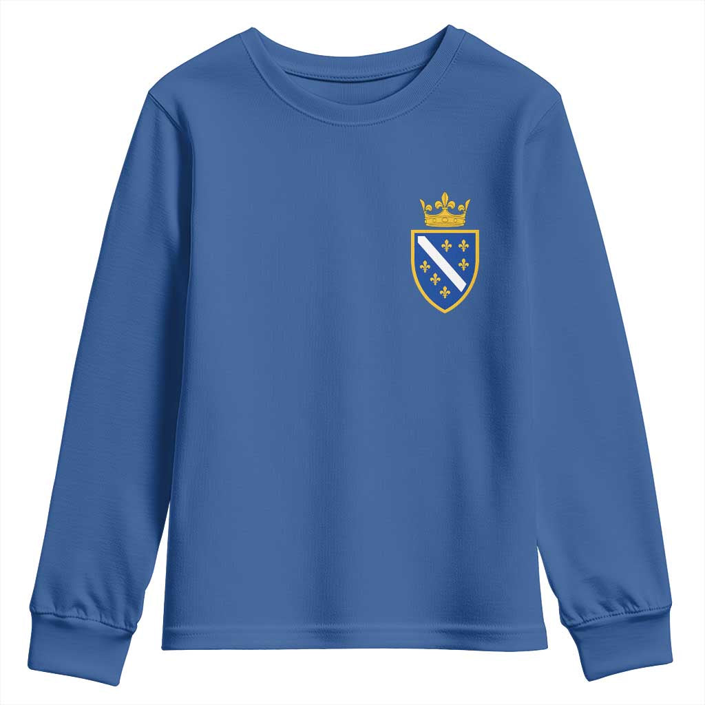 Bosnia and Herzegovina Flag Emblem with Crown Youth Sweatshirt TS11 Royal Blue Print Your Wear