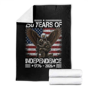250 Years Of Independence Military Army Throw Blanket 250th Anniversary USA Bald Eagle