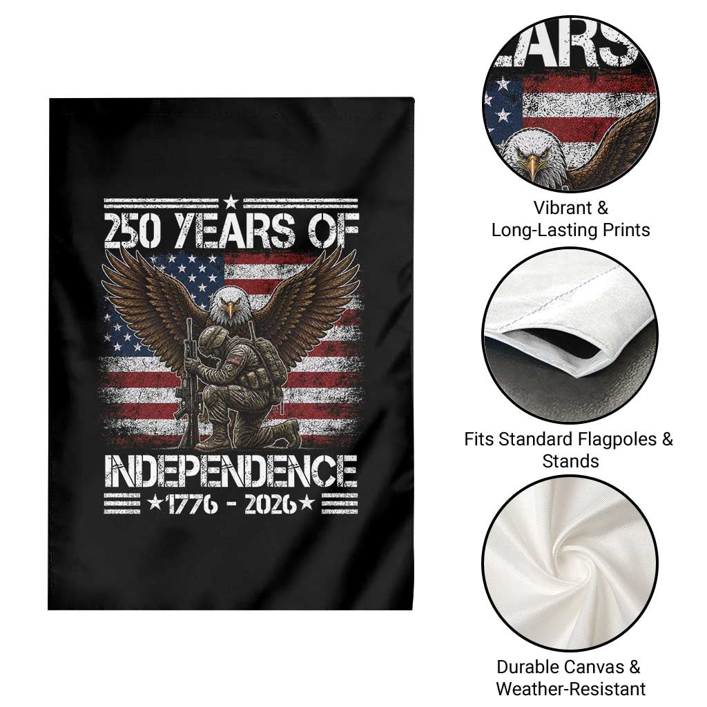 250 Years Of Independence Military Army Garden Flag 250th Anniversary USA Bald Eagle