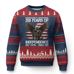 250 Years Of Independence Military Army Ugly Christmas Sweater 250th Anniversary USA Bald Eagle