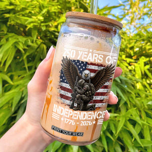 250 Years Of Independence Military Army Glass Can 250th Anniversary USA Bald Eagle