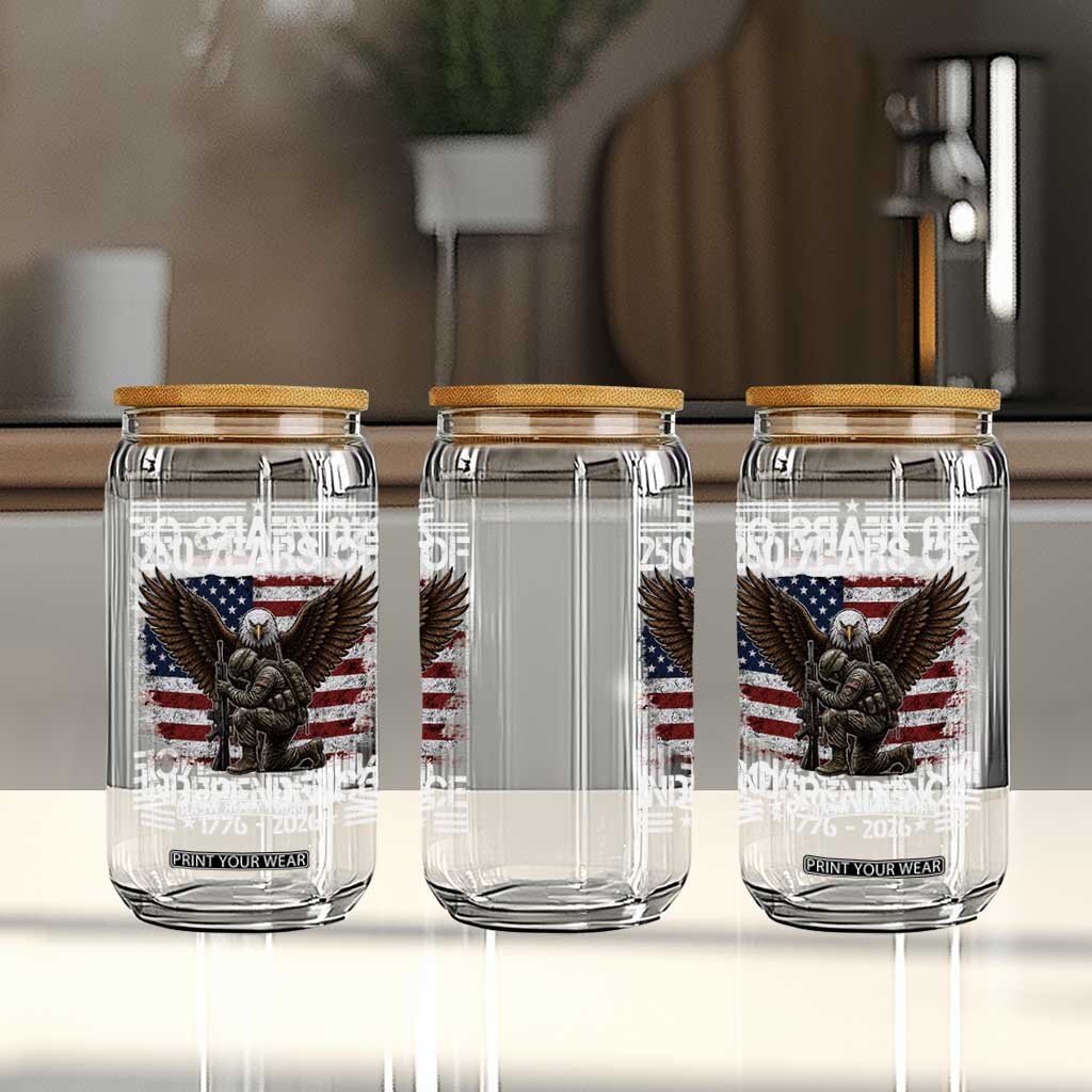250 Years Of Independence Military Army Glass Can 250th Anniversary USA Bald Eagle