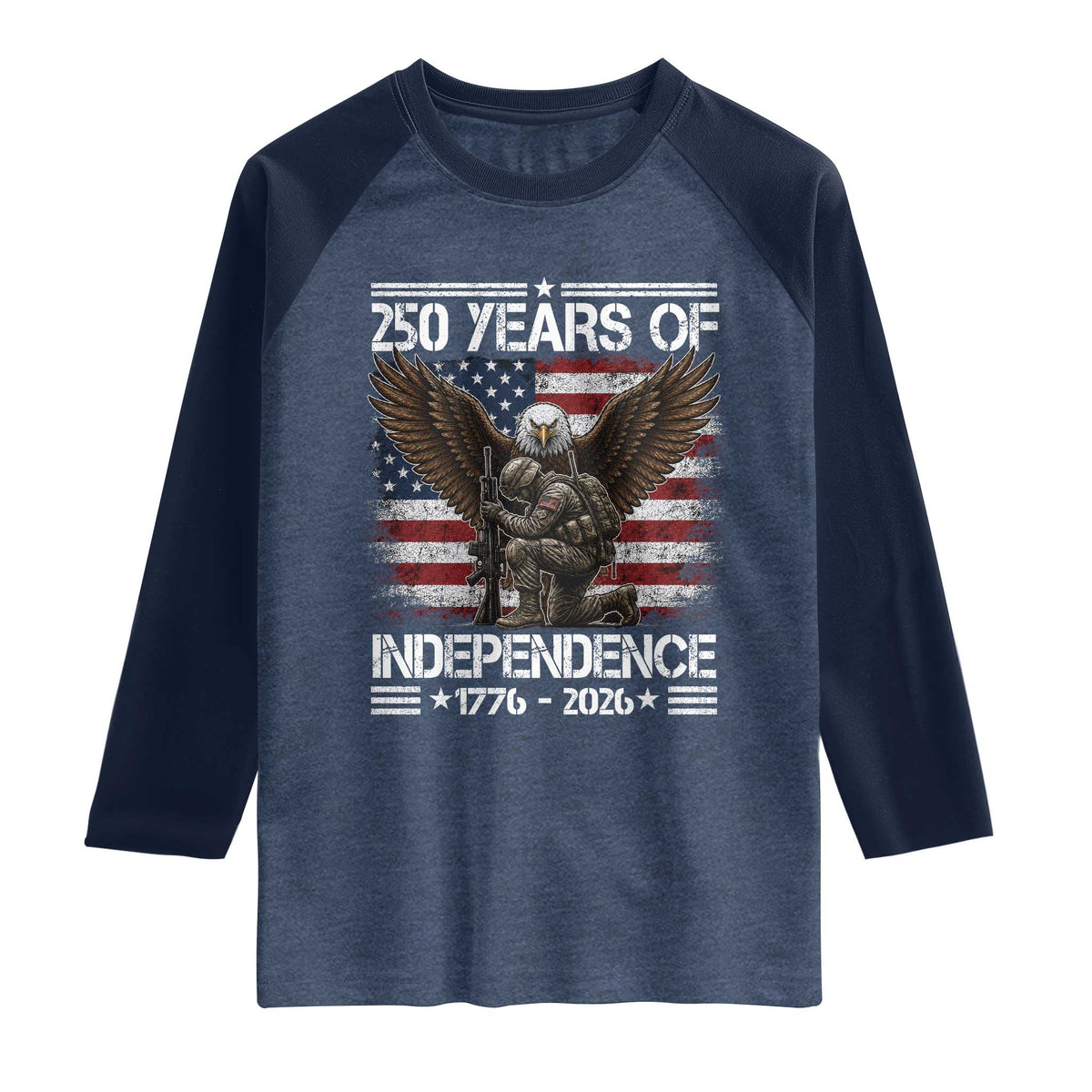 250 Years Of Independence Military Army Raglan Shirt 250th Anniversary USA Bald Eagle